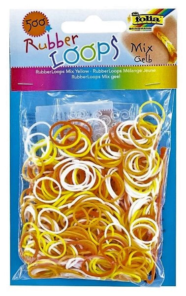 FOLIA 331591 - Rubber Loops - 500 Gummibänder - Mix Gelb