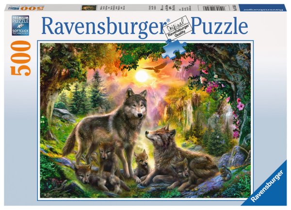 RAVENSBURGER 14745 Puzzle Wolfsfamilie im Sonnenschein 500 Teile