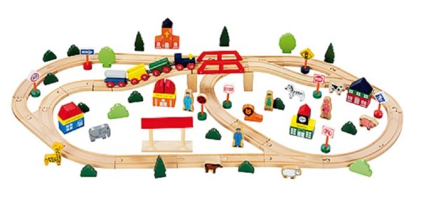 idee+spiel EMILO® Holz-Eisenbahn Set groß 440-44002