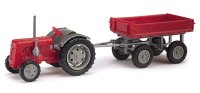 BUSCH 211006201 Traktor Famulus mit Anhänger rot...