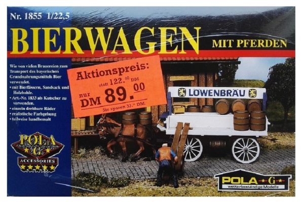 POLA G 331855 Bierwagen mit Pferden Bausatz 1:22,5