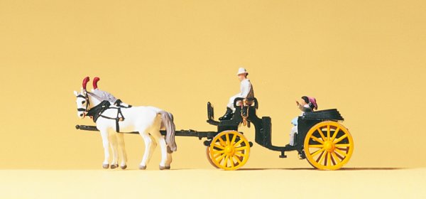 PREISER 79481 Droschke offen Figuren-Set Spur N