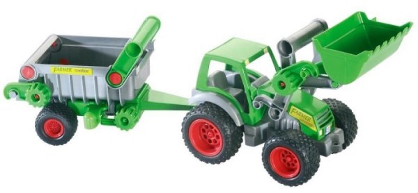 WADER 37756 - Farmer Technic Traktor mit Frontschaufel und Kippanhänger