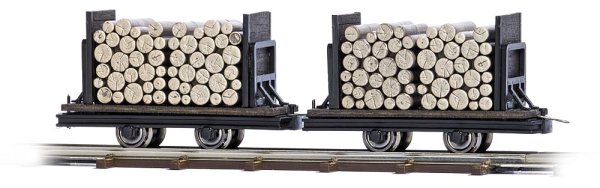 BUSCH 12211 Set mit 2 Wagen Rundholz Spur H0f