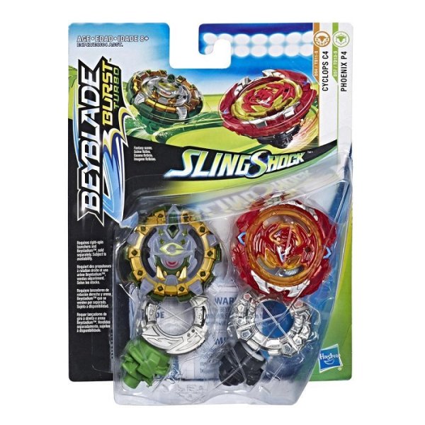 HASBRO E4747 - Beyblade Burst SlingShock Dual Packs Phoenix P4 & Cyclops C4