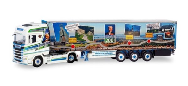 HERPA 071536 - Scania CS 20 HD Gardinenplanen-Sattelzug "Höhner Raiffeisenliner" - 1:50