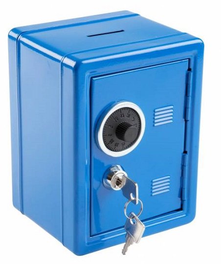 IDENA Spartresor Metall mit Schlüssel Farbe blau 50036