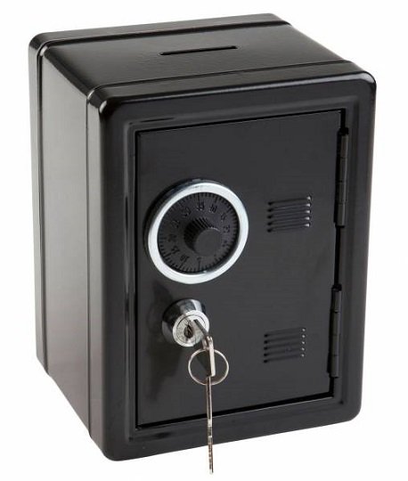 IDENA Spartresor Metall mit Schlüssel Farbe schwarz 50034