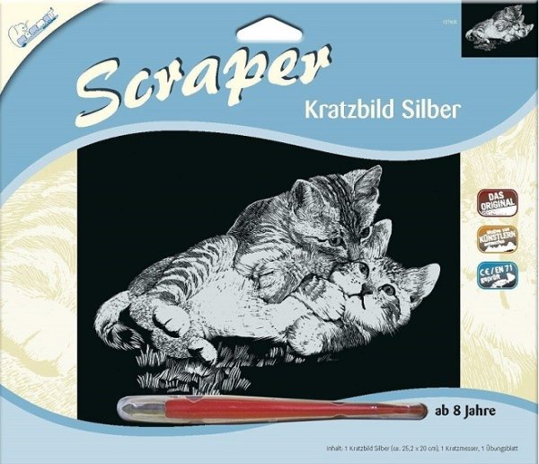 MAMMUT Scraper Kratzbild silber Motiv Kätzchen 137005
