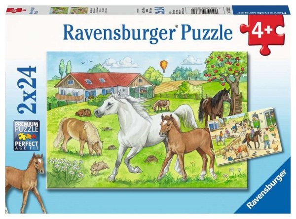 RAVENSBURGER® 07833 - Kinderpuzzle Auf dem Pferdehof - 2 x 24 Teile