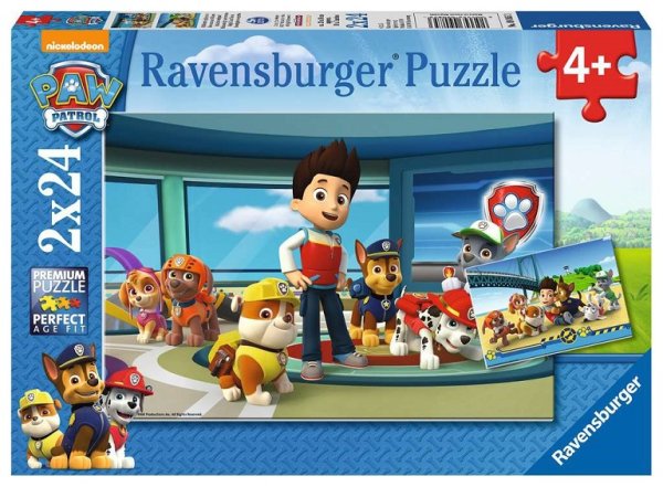 RAVENSBURGER® 09085 - Kinderpuzzle Paw Patrol, Hilfsbereite Spürnasen-2x24 teile/