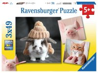 RAVENSBURGER® 08028 - Witzige Tierportraits - 3 x 49 Teile