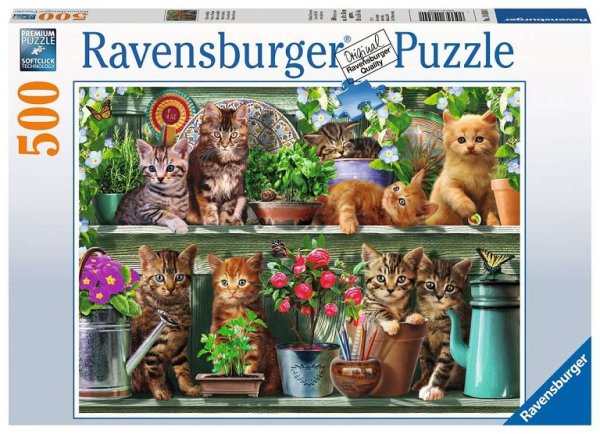 RAVENSBURGER 14824 Puzzle Katzen im Regal 500 Teile