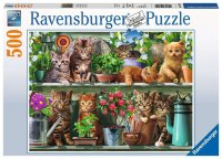 RAVENSBURGER 14824 Puzzle Katzen im Regal 500 Teile