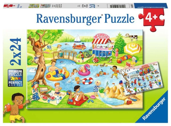 RAVENSBURGER® 05057 - Kinderpuzzle Freizeit am See - 2 x 24 Teile