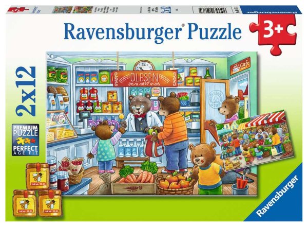 RAVENSBURGER® 05076 - Kinderpuzzle Komm, wir gehen einkaufen - 2 x 12 Teile