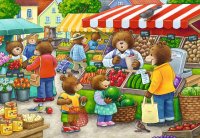 RAVENSBURGER® 05076 - Kinderpuzzle Komm, wir gehen einkaufen - 2 x 12 Teile