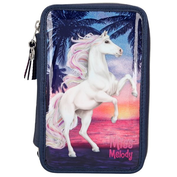 DEPESCHE 10583 Miss Melody 3-Fach Federtasche Glitter Ozean gef&uuml;llt