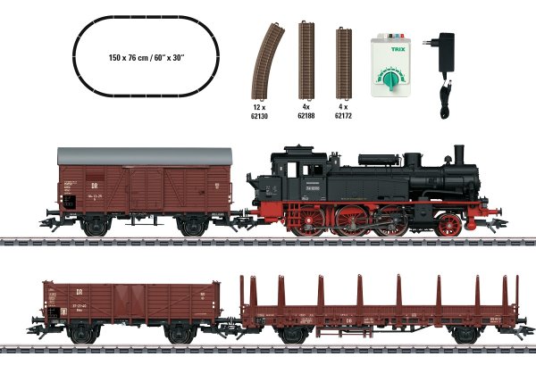 TRIX 21532 - H0 Analog Startpackung BR 74 mit Güterzug - DR Ep.III