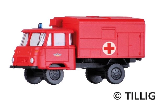 TILLIG LKW Robur LO 1801 Kofferaufbau Feuerwehr Krankentransportwagen 19035 LKW-Modell 1:120