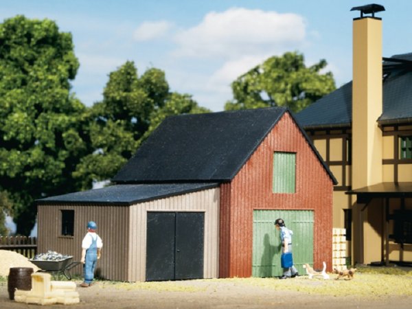 AUHAGEN Lagerschuppen mit Garage Bausatz 11408 Spur H0