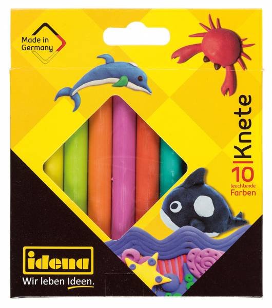 IDENA 619064 Set mit 10 Stangen Knete leuchtende Farben