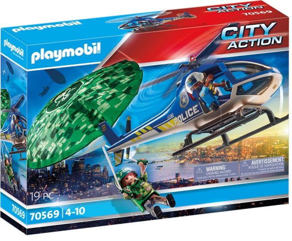 PLAYMOBIL City Action 70569 Polizei-Hubschrauber Fallschirm-Verfolgung