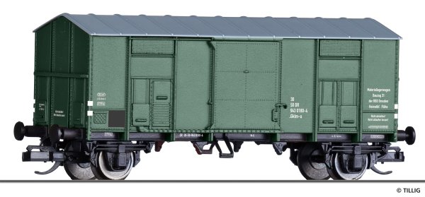 TILLIG Gedeckter Güterwagen, Materiallagerwagen zu Bauzug 31 DR Ep.IV 14884 Spur TT