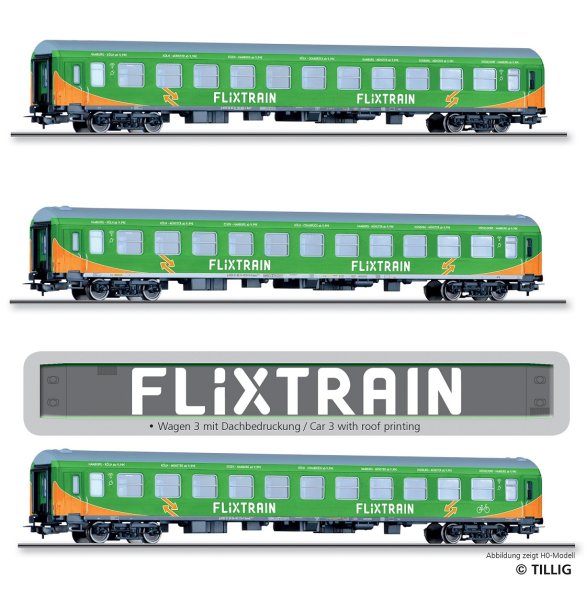 TILLIG Reisezugwagenset 3 teilig FLIXTRAIN Ep.VI 01030 Spur TT