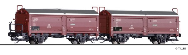 TILLIG 01032 Set mit 2 Güterwagen Schiebedach-/Schiebewandwagen Kmmgks 58 DB Ep.III Spur TT