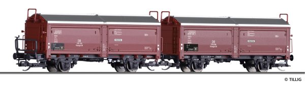 TILLIG Set mit 2 Güterwagen Schiebedach-/Schiebewandwagen Kmmgks 58 DB Ep.III 01032 Spur TT