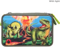 DEPESCHE 11460 - Dino World 3-Fach Federtasche LED