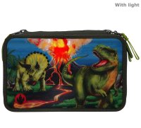 DEPESCHE 11460 - Dino World 3-Fach Federtasche LED