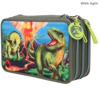 DEPESCHE 11460 - Dino World 3-Fach Federtasche LED