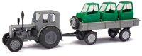 BUSCH 210006430 Traktor Pionier mit Anhänger T4...