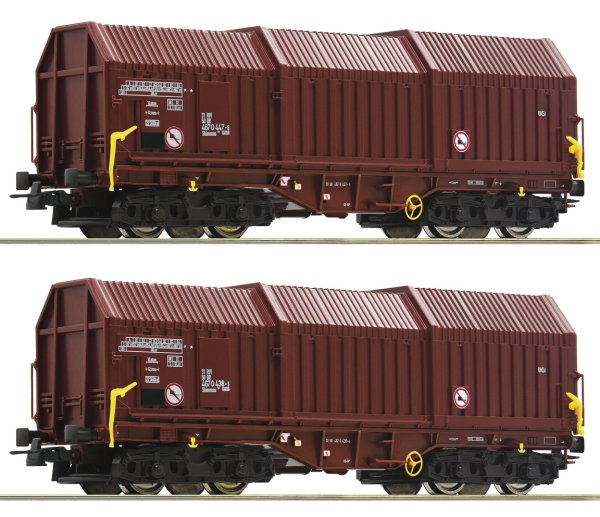 ROCO 76042 Set mit 2 Teleskophaubenwagen Bauart Shimmns DR Ep.IV Spur H0