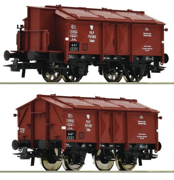 ROCO 76043 Set mit 2 Klappdeckelwagen Gattung K 15 PKP Ep.III Spur H0