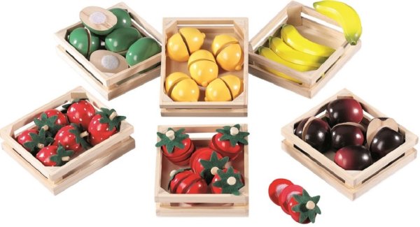 idee+spiel 443-08066 - FUNTOYS Holz-Früchte-Set zum Zerschneiden, sortiert