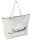 IDENA 31017 Strandtasche Happy Summer grau aus robustem Stoff mit Rei&szlig;verschluss