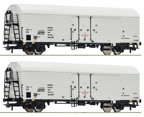 ROCO 76035 Set mit 2 Kühlwagen Gattung Ibbhqss DR Ep.IV Spur H0