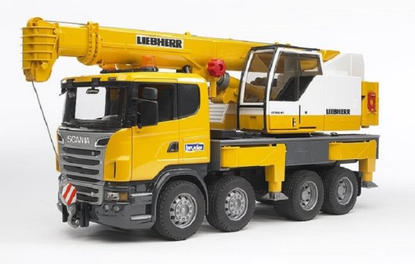 BRUDER 03570 SCANIA R-Serie Liebherr Kran-LKW mit Light and Sound Modul
