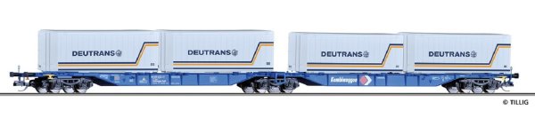 TILLIG Doppeltragwagen Sggnos 715 Kombiwaggon mit Wechselbehältern DEUTRANS DR Ep.V 18034 Spur TT