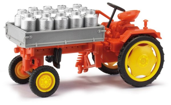 BUSCH 210005001 Traktor RS09 Pritsche mit Milchkannen rot Modell 1:87
