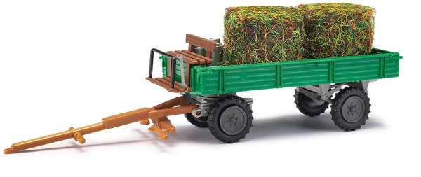 BUSCH Fuhrwerk mit Heurollen und Milchkannen gr&uuml;n 210005911 Landwirtschaftsmodell 1:87