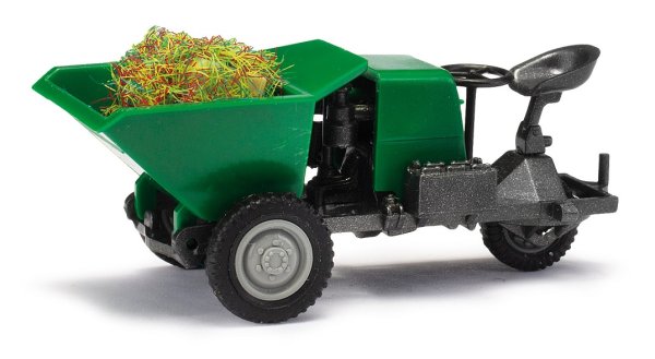 BUSCH 210006624 Dumper Picco 1 Dreikantfeile mit Heuballen grün Modell 1:87