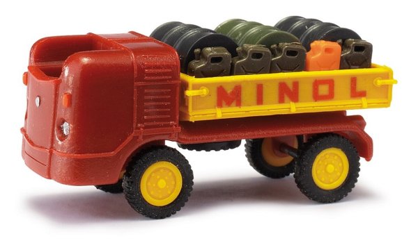BUSCH 210008501 Multicar M21 mit Fassladung Minol Automodell 1:87
