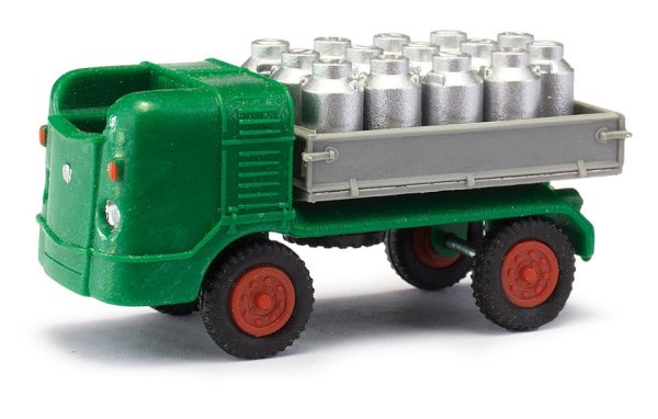 BUSCH 210009618 Multicar M21 mit Milchkannen grün Automodell 1:87