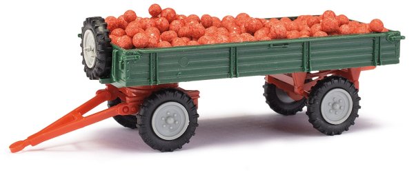 BUSCH Anhänger T4 mit Äpfeln grün 210010220 Landwirtschaftsmodell 1:87