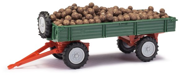 BUSCH Anhänger T4 mit Kartoffeln grün 210010222 Landwirtschaftsmodell 1:87