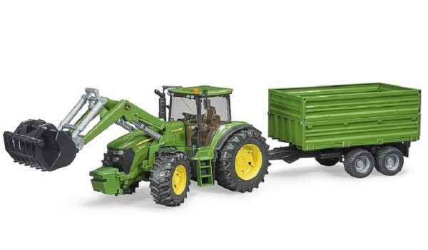 BRUDER® 03055 - John Deere 7930 mit Frontlader und Tandemachs-Transportanhänger